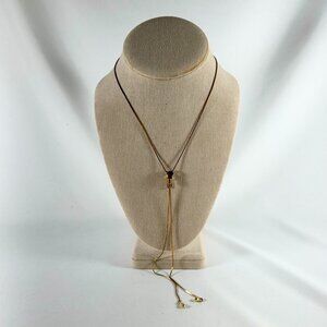 UNIQUE GOLD TONE 30 IN ZIPPER LARIAT NECKLACE W/MATCHING PIERCED EARRINGS